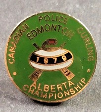 Vintage 1979 Canadian Police Curling Championship Lapel Pin Edmonton Alberta