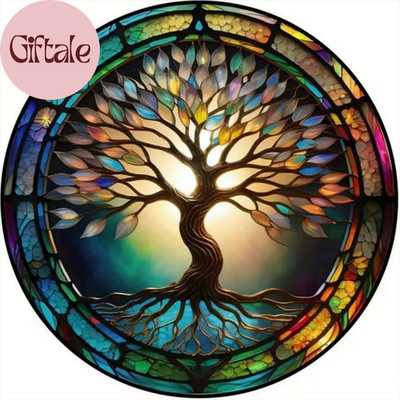 5D Diamond Painting Kits Life of Tree Stained Glass DIY Diamond Full round Drill