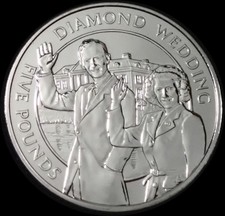 Guernsey 5 Pounds 2007 Elizabeth II Diamond Wedding Coin WCA B882