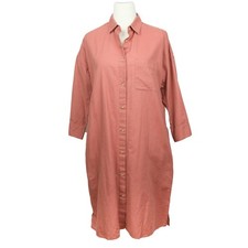 Uniqlo Button-Up Shirt, Cotton Linen, Dress, Dusty Pink, Size S