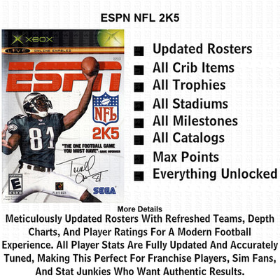 ESPN NFL 2k5 Xbox 2022 2023 2024 2025 Roster Update Xbox USB Saves