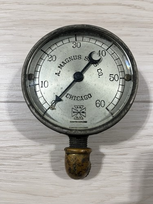 #ad Vintage Steam? Pressure? Gauge A. Magnus Co. Chicago. $74.00