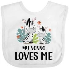 Inktastic Zebra My Nonno Loves Me Baby Bib Grandpa Grandfather Grandchild Gramps
