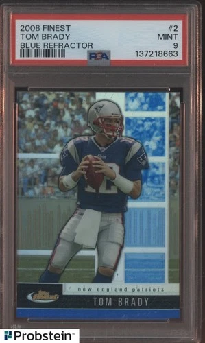 2008 Finest #2 Tom Brady Blue Refractor PSA 9 low pop