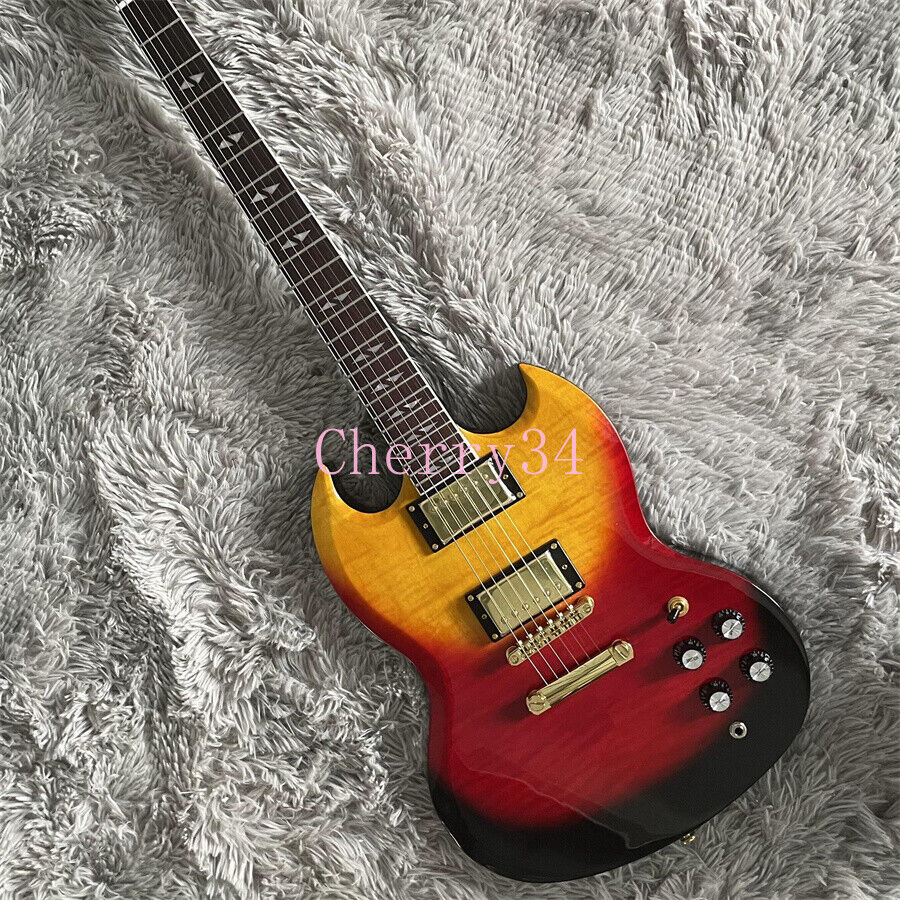Black Red Yellow SG Supreme Electric Guitar Gold Hardware HH Pickups Black Back