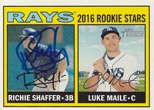 RICHIE SHAFFER SIGNED AUTO'D 2016 TOPPS HERITAGE CARD #176 TAMPA BAY RAYS