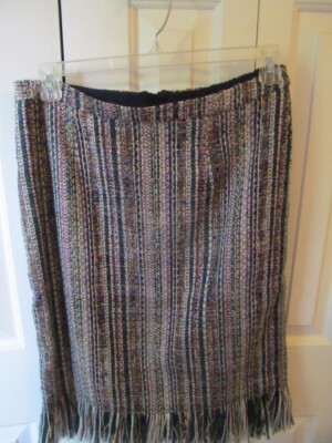 MAEVE BY ANTHROPOLOGIE MULTI COLOR FRINGE STRAIGHT PENCIL FULLY LINED SKIRT 12