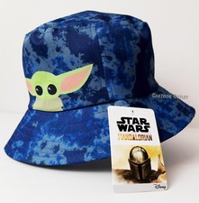 Disney Star Wars The Mandalorian Grogu Baby Yoda Blue Kids Youth Bucket Sun Hat