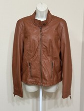 Lane Crawford Women’s Brown Full Zip Long Sleeve Faux Leather Jacket S Xl