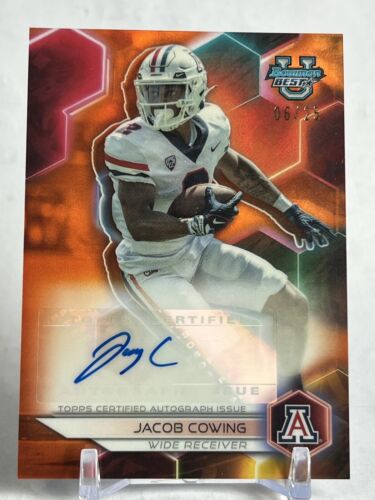 2023 BOWMAN'S BEST UNIVERSITY FOOTBALL JACOB COWING GOLD AUTO #'s/50 - Picture 1 of 3