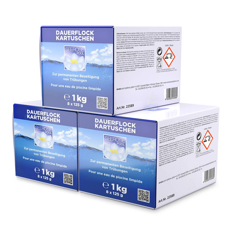 Flockkartuschen Flockmittel 24x125g=3kg Flockung für klares Wasser Trübung Pool