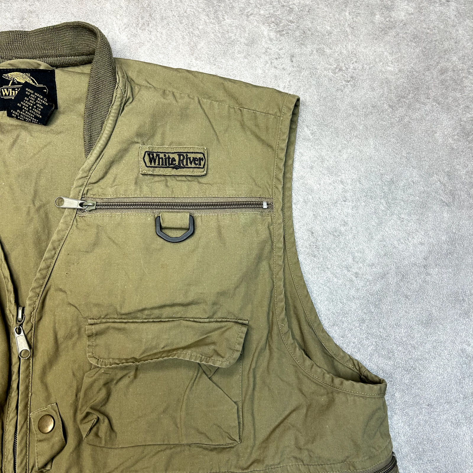 White River Utility Gilet Mens XL Vintage Full Zip Sleeveless Fishing Vest Green image 4