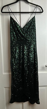 Apricot uk10 Dark Green sequined black dress - wrap style