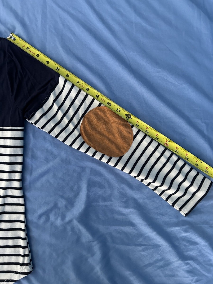 Long Sleeve Striped Shirt w/ leather Elbow Patch Women's