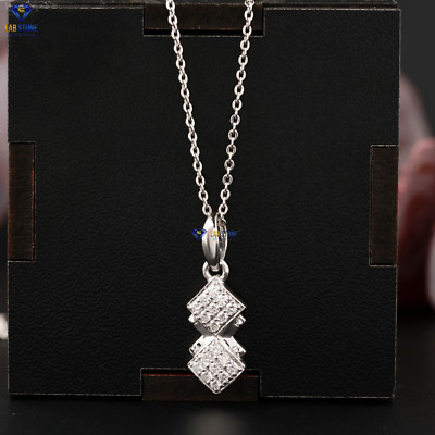 0.234 TCW Round Brilliant Cut Moissanite Diamond Pendant 10K White Gold Labstone