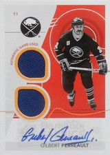 10-11 ud spx flashback fabrics gilbert perreault sabres jersey autograph auto