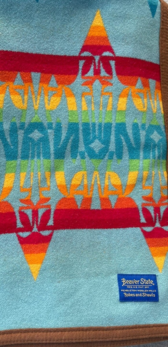 VINTAGE PENDLETON BEAVER State CHIEF JOSEPH TRIBAL WOOL Throw