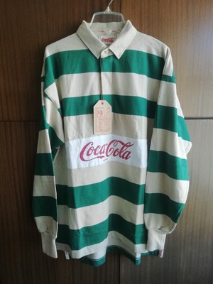 Coca-Cola BNWT 1986 80s Vintage M Shirt Murjani Polo Rugby Rare L/S Cotton Green