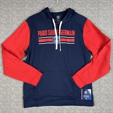 Paris Saint-Germain Pullover Hoodie Men's LARGE Fanatics Branded Navy/Red Sleeve