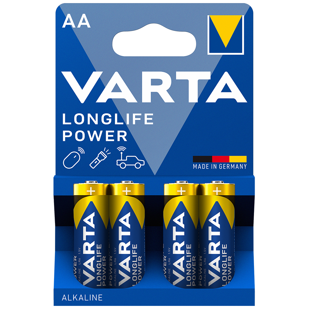 Varta Longlife Power AA LR6 1.5V Alkaline Batteries x 4 *Long Expiry Dates*