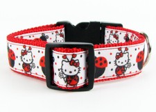 Ladybug Kitty dog collar handmade adjustable buckle collar 1" wide or leash