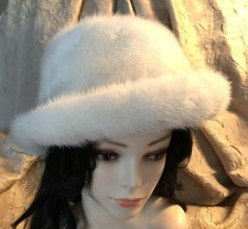 VTG 60's Schlampp's Natural Glacial Tourmaline Mink Brimmed Derby Hat 22"