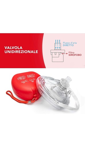 POCKET MASK MASCHERINA CPR MASCHERA RIANIMAZIONE BOCCA A BOCCA ADULTI BAMBINI - Afbeelding 3 van 7