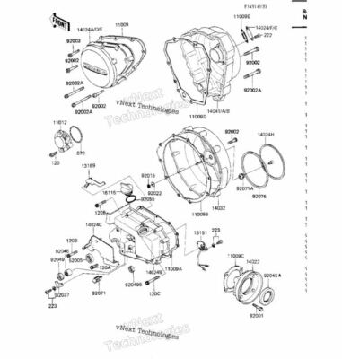 NOS OEM Kawasaki LH Engine Cover Gasket 11009-1090 for Kz1300