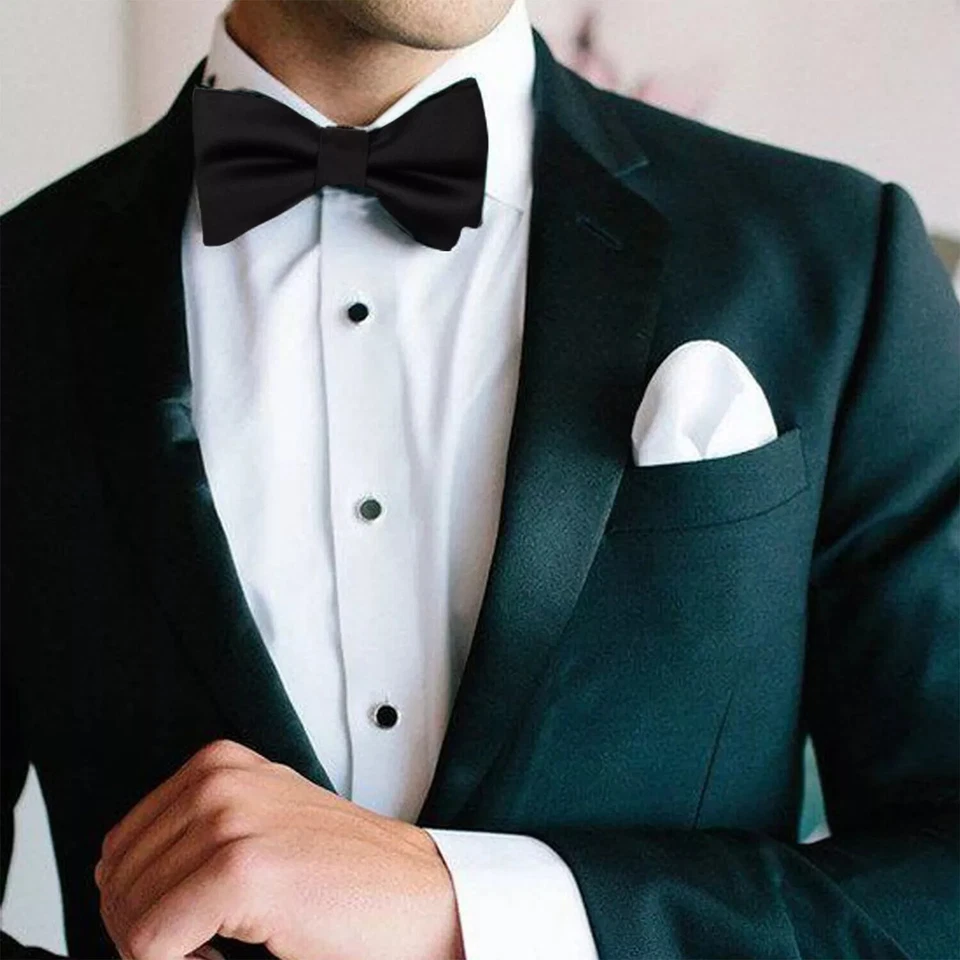 Bow Tie Neck Men Satin Fancy Dress Wedding Plain Adjustable Pre-Tied Dickie Clip - Image 3 of 4