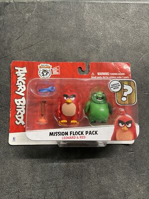 Angry Birds Mission Flock Pack Leonard & Red 2-Figure + Surprise Hatchling ''NEW''
