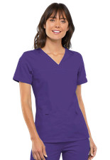 Cherokee Scrubs Flexibles Women Medical Classic V-Neck Knit Panel Top 2968 GRPB