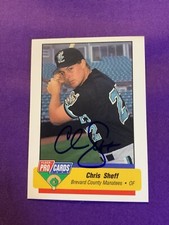 CHRIS SHEFF SIGNED CARD 1994 FLEER PROCARDS BREVARD COUNTY MANATEES AUTO
