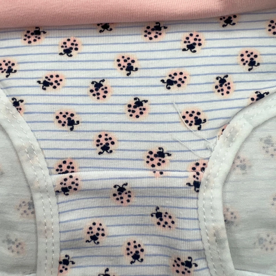 Laura Ashley Girls 5 Panty Set Size XS Solid Stripe Prints Pink White Gray Blue - Image 4 of 4