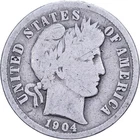 [#639363] United States, Dime, Barber, 1904, U.S. Mint, Silver, F, KM:113