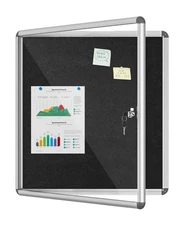 28"x26" Enclosed Bulletin Board, Lockable Weather-Resistant Aluminum Cork Not...