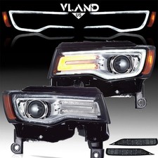 Chrome Full LED Headlights For Jeep Grand Cherokee 2014-2022 W/Start up DRL Pair