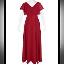 AZAZIE RYLEE A-Line Ruched Chiffon Floor-Length Bridesmaid Dress Rust NEW 12