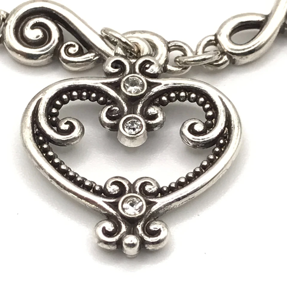 Pulsera Brighton Dije Corazón Estilo Italiano Placa Plata Cristales Victoriano Foto 3 de 4