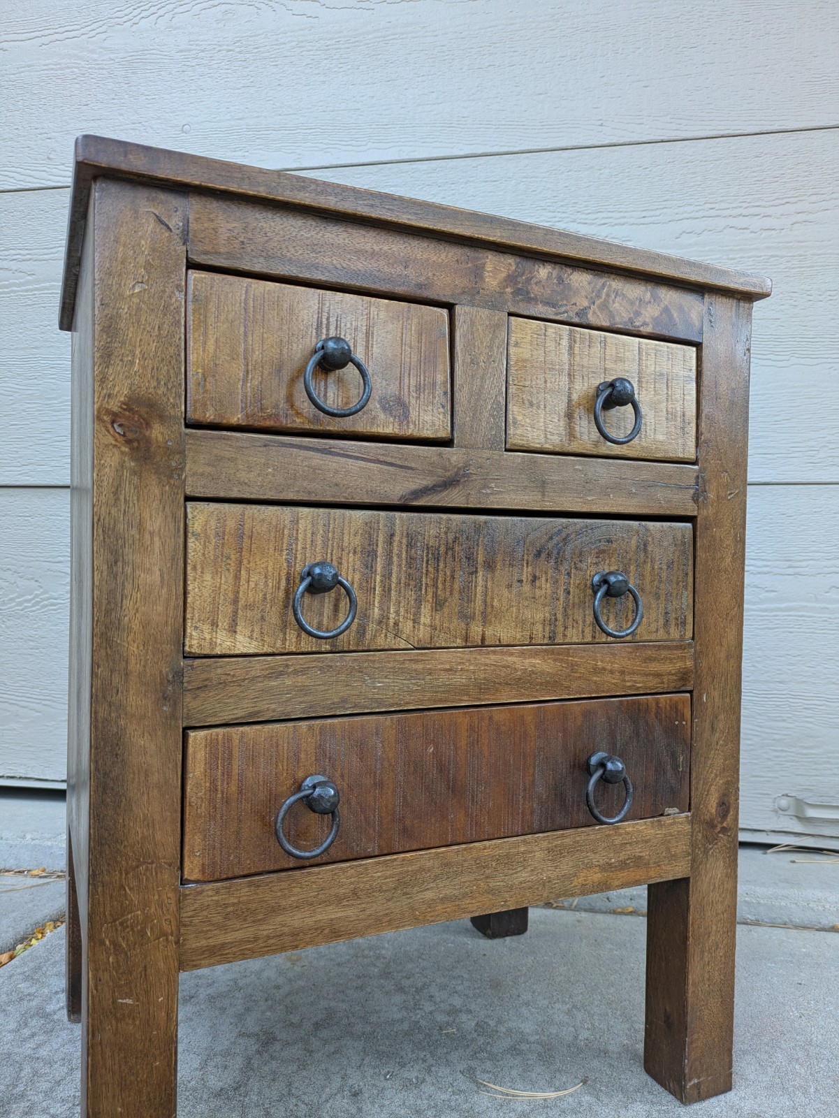 Vintage Rustic Farmhouse Asian Solid Wood Nightstand Table Chest of Drawers T23