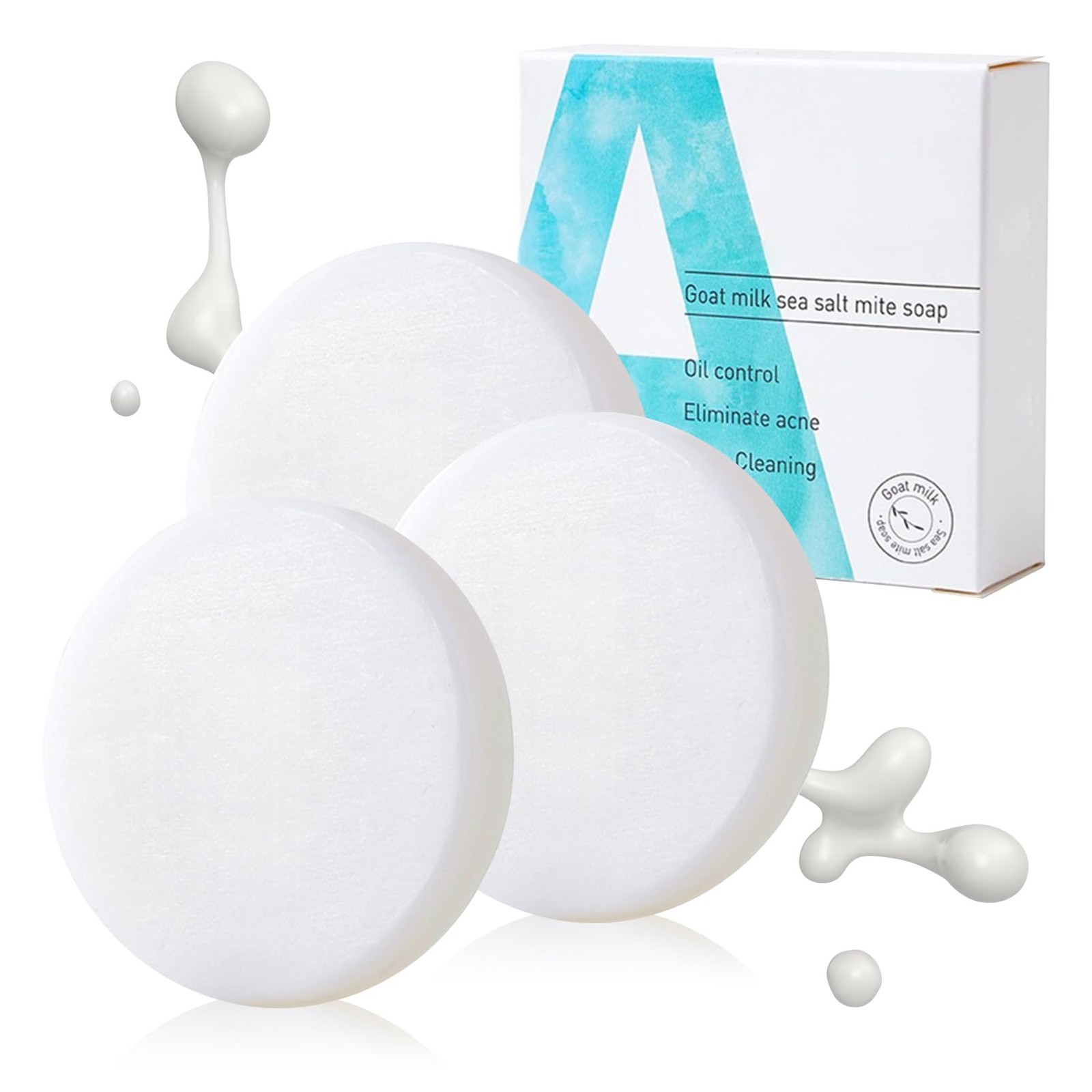 3PCS Goat Milk Soap Bars,Moisturizing Body Bar Soap for Men and ,Gentle Organ...