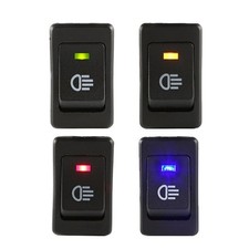 Car Blue Red Green Yellow LED Fog Light Toggle Rocker Switch 4Pin 12V 35A ON ...