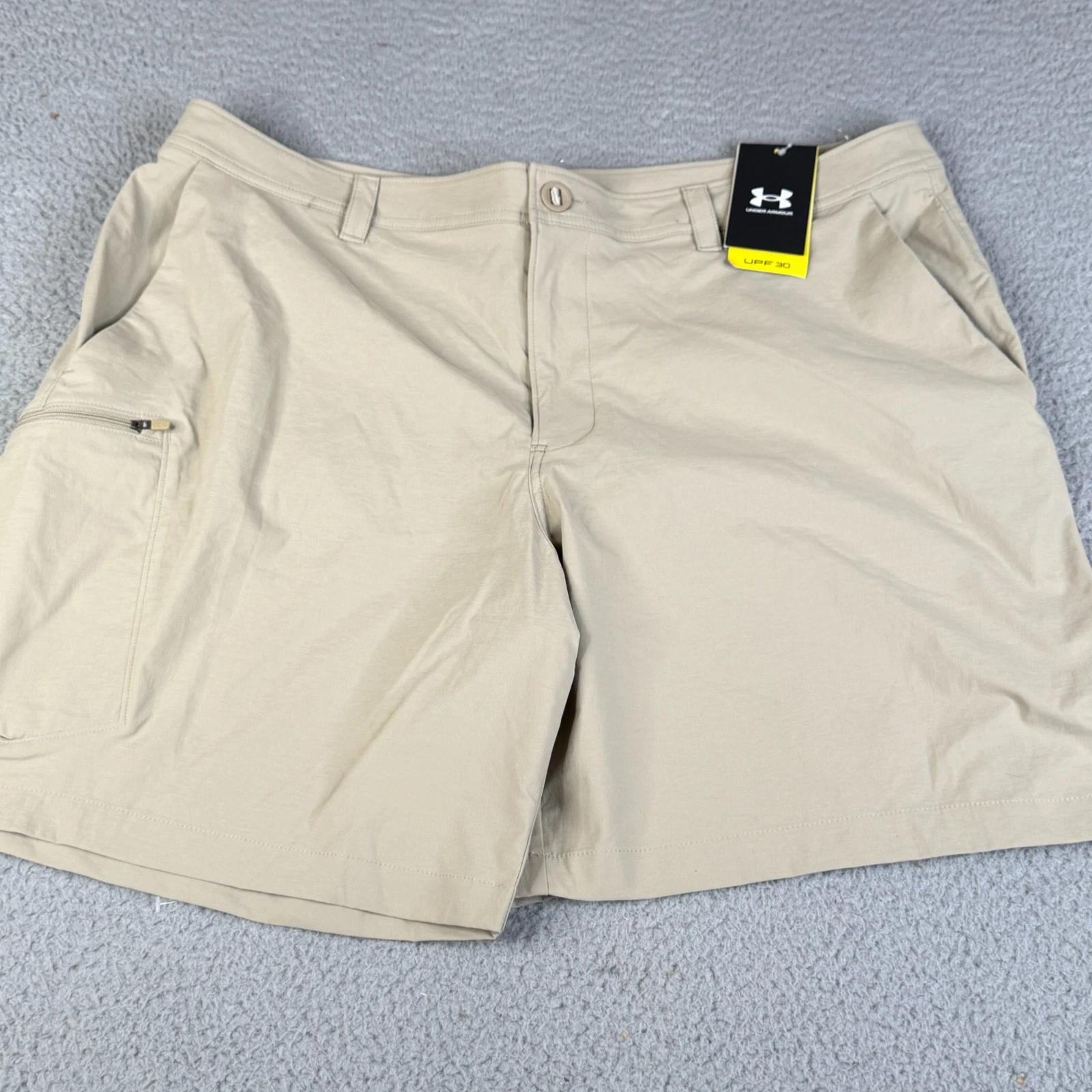 Under Armour Cargo Shorts Mens 42 Khaki Hybrid Performance Stretch Fish Hunter