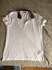 J Lindeberg Performance Polo White Golf Shirt Contrast Collar Men  s L