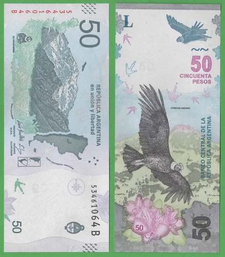 New Argentina, 50 Pesos Condor (2018-2020), B-Series, Uncirculated Banknote