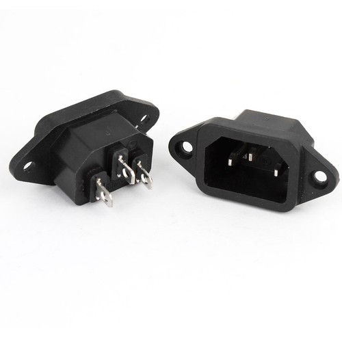 AC250V IEC 320 C14 Male 3P Screw Type Power Inlet Socket Adapter Black ...