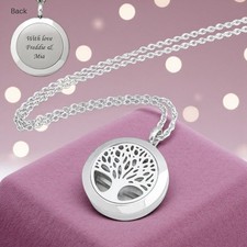 Tree of Life Locket Necklace Personalised with Free Engraving on Back, Gift Box