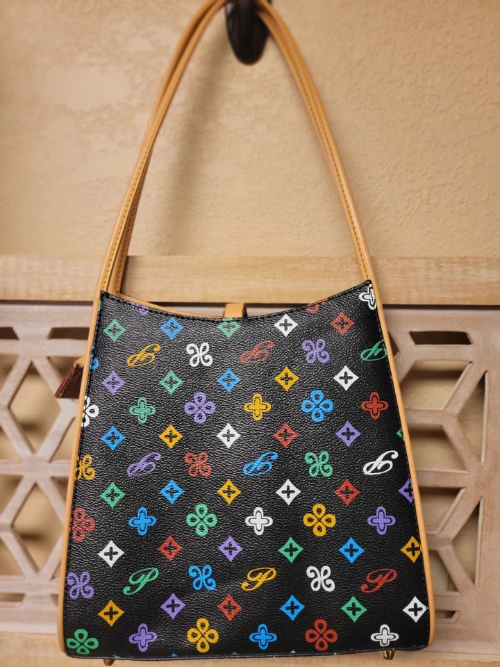 Diophy Monogram Logo Bag Handbag Purse. Black And Multcolored. Medium - Image 2 of 4
