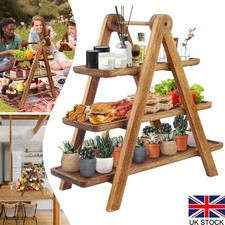 3-Tier Serving Set Platters Wooden Three Tiered Serving Trays Party Food Tray UK