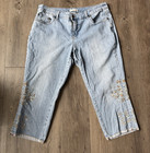 Coldwater Creek Jeans Womens P14 Embroidered Floral Capri Stretch Denim