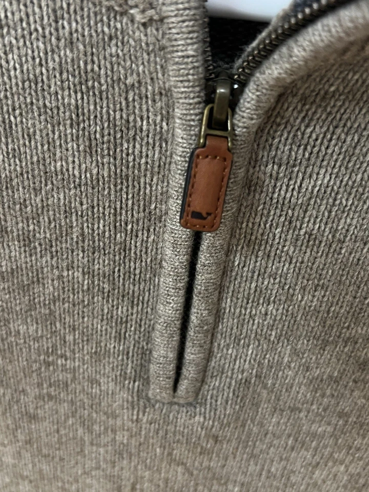 Suéter de Lana Vineyard Vines 1/4 Cremallera Gris Tostado Para Hombre Mediano Foto 4 de 4